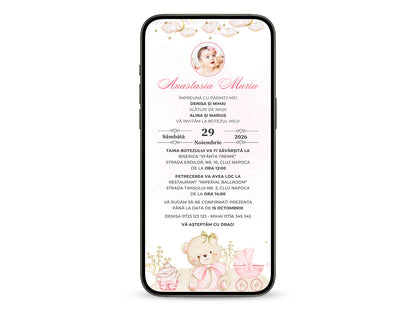 Invitatie Botez Twinkle Baby, Format Digital