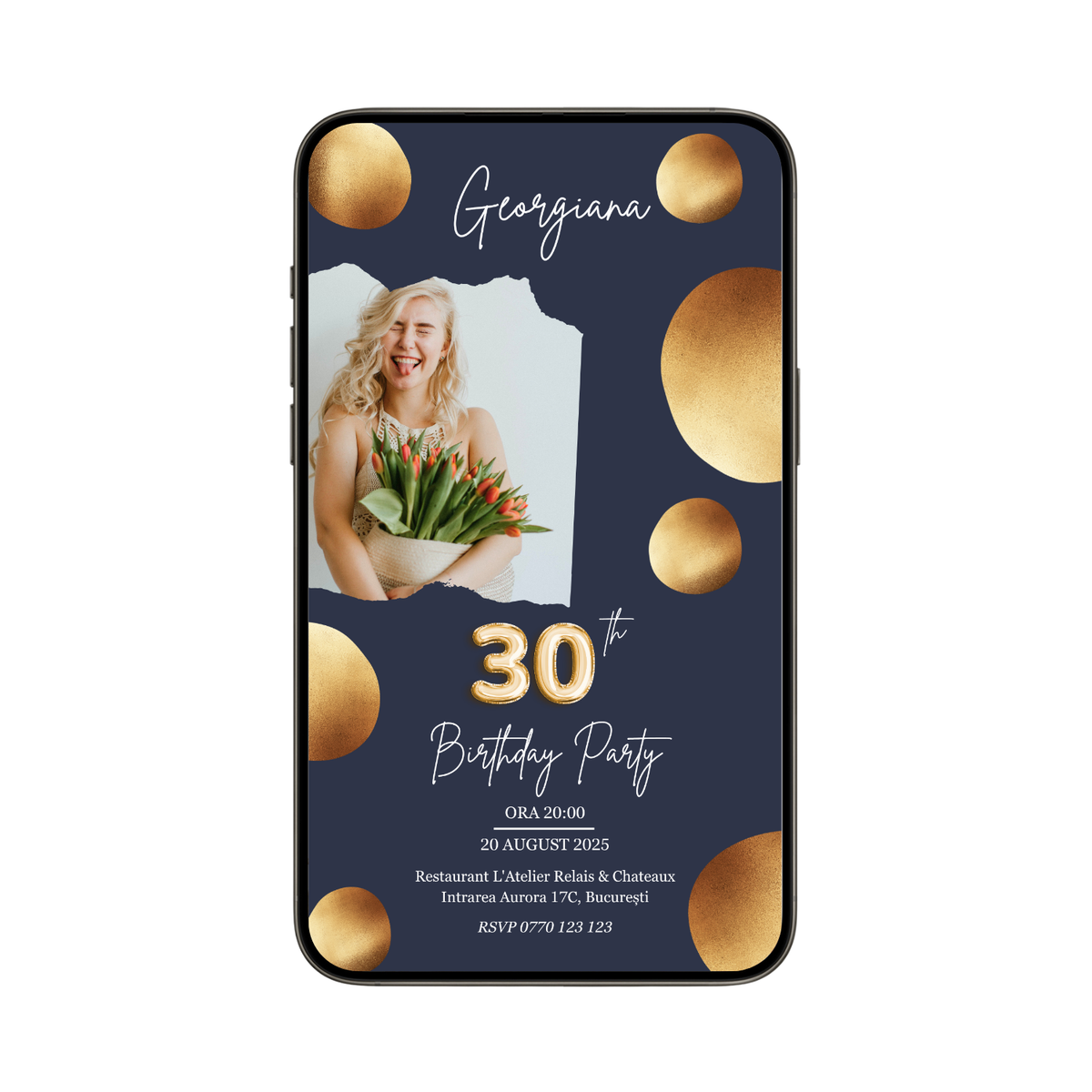 Invitatie Zi De Nastere Gorgeous, Format Digital-BalloonEvents.ro