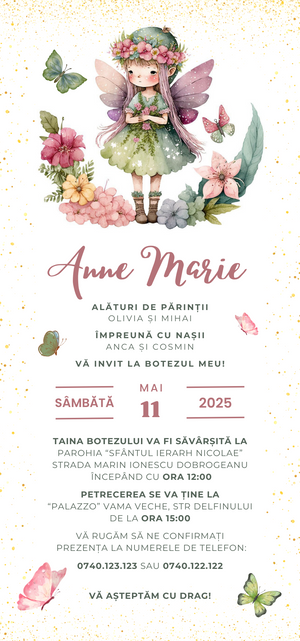 Invitatie Botez, Digitala, Zana Florilor