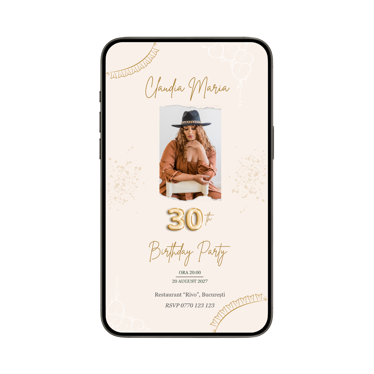 Invitatie Zi De Nastere Beautiful, Format Digital-BalloonEvents.ro