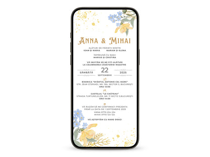 Invitatie Nunta Golden, Format Digital