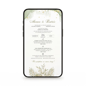 Invitatie Cununie Civila Soft Green, Format Digital-BalloonEvents.ro