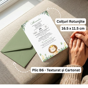 Invitatie Hartie Texturata + Plic Cartonat + Sigiliu Ceara (Minim 30 Buc)-BalloonEvents.ro
