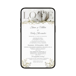 Invitatie 2 In 1 Nunta-Botez Love, Format Digitala-BalloonEvents.ro