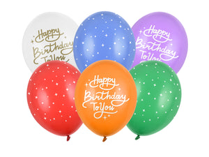 Set 6 Baloane Latex, Happy Birthday To You, Mix